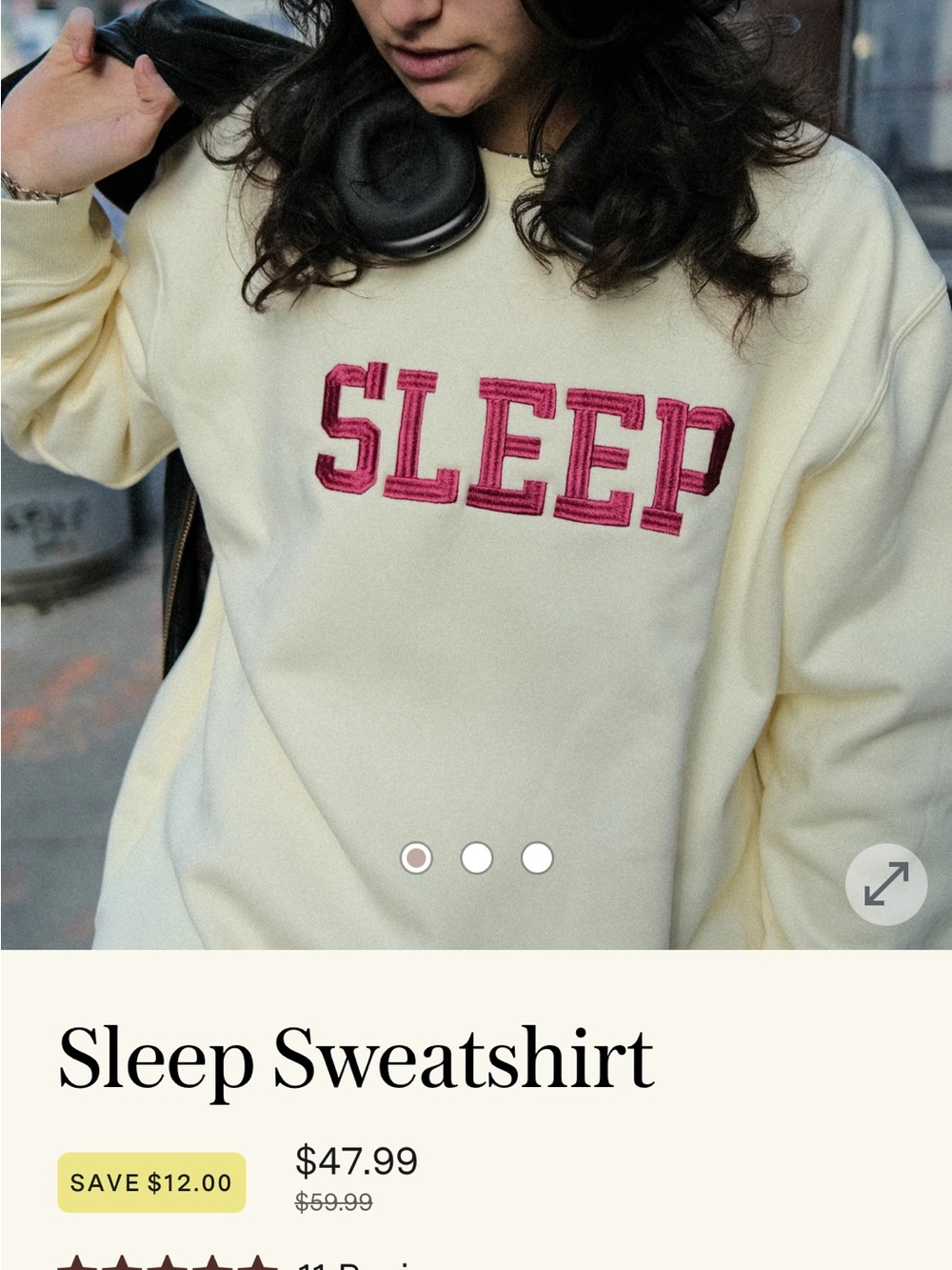 Sleep Sweatshirt - Cream with maroon Lettering